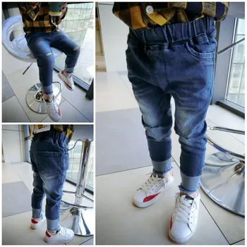 

Boys Denim Jeans 2018 Autumn New Fashion Broken Hole Pants Ripped Jeans for Kids Toddler Pants Baby Casual Denim Jeans Trousers