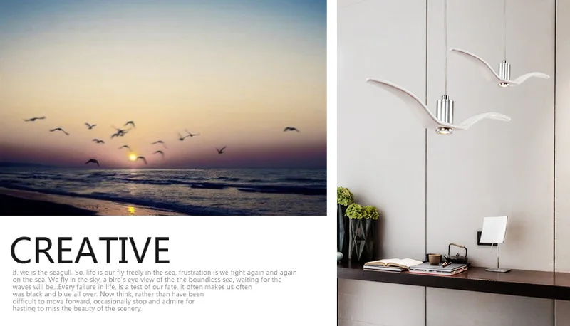 Horsten Nordic Modern Creative Sea Gull Pendant Lights Personality Seagull Pendant Lamp For Bedroom Dining Room Bar Restaurant A (7)