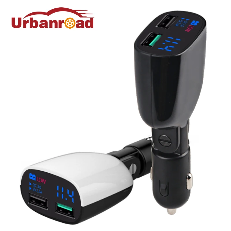 

FISHBERG Auto Mobile Phone Quick Charge 3.0 Car Charger Fast Dual USB Car Charger For Phone Car-Charger For For Iphone Samsung
