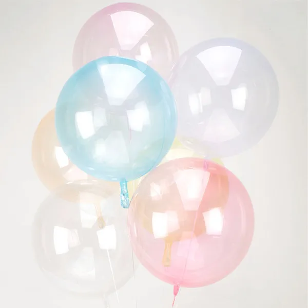 

New Round Crystal Clear Bobo Balloons 18" Transparent Candy Color Sphere Bubble Balloons for Wedding Birthday Party Decoration