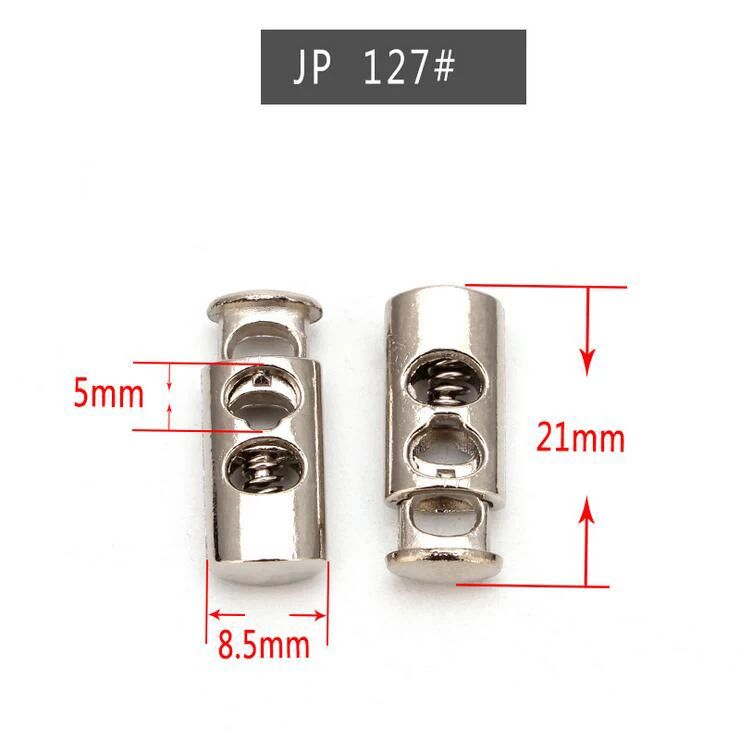 100 шт./лот 2 отверстием и квадратной рукояткой металла пробки из сплава зажим для шнура Замки фиксатор шнурка Банджи шнур серебро/пистолет черный/Бронзовый - Цвет: jp127 sivler