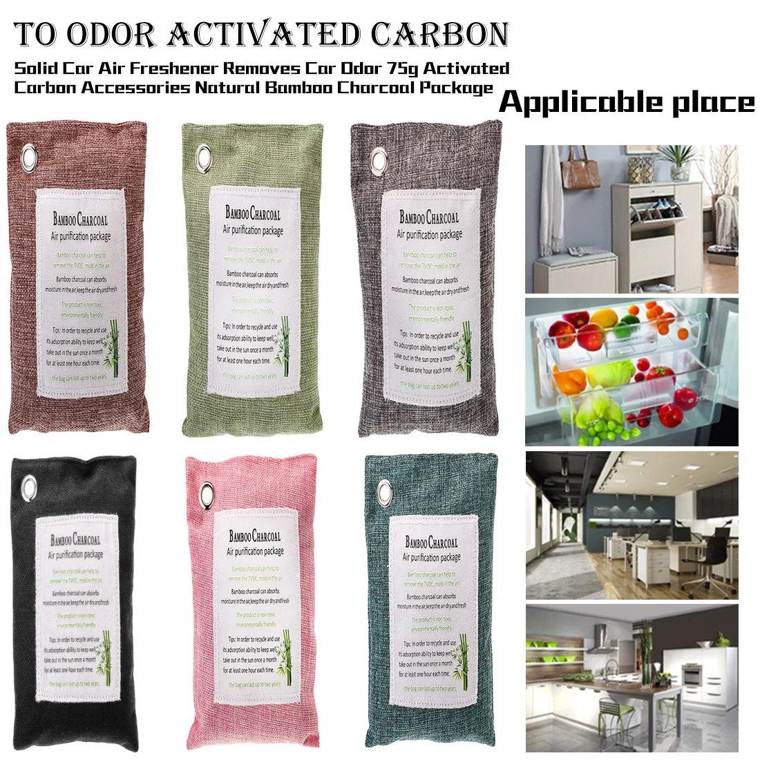 

Natural Air Purifying Bag Fragrance Air Purifying Odor Eliminator Natural Bamboo Charcoal Captures Bag