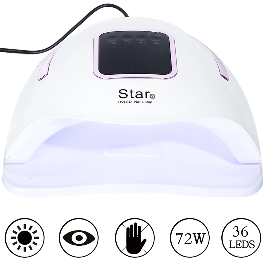 

72W Electric Memory Timer Nail Dryer LED UV Lamp Portable Touch Botton Machine 36 LEDs Curing All Gel Polish Nail Tools SAFBS2