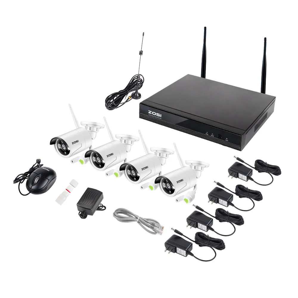 Cheap ZOSI 4CH Wireless 1080P NVR CCTV System 960P IP Camera WIFI Waterproof IR Night Vison Home Security Camera Surveillance Kit 1