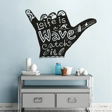 Waves Hand Vinyl Wall Art Decal Shaka Surfing Sports Wall Poster Surfering Wave Quote Vinyl Stickers Surfer Hand Mural AZ119 shaka ponk montbéliard