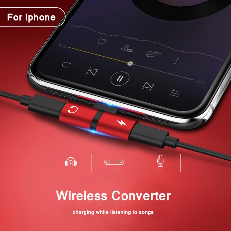 

new Aluminum earphone adapter audio connector+music charging two in one lightning micro usb converter for iPhone7/8 iphoneX