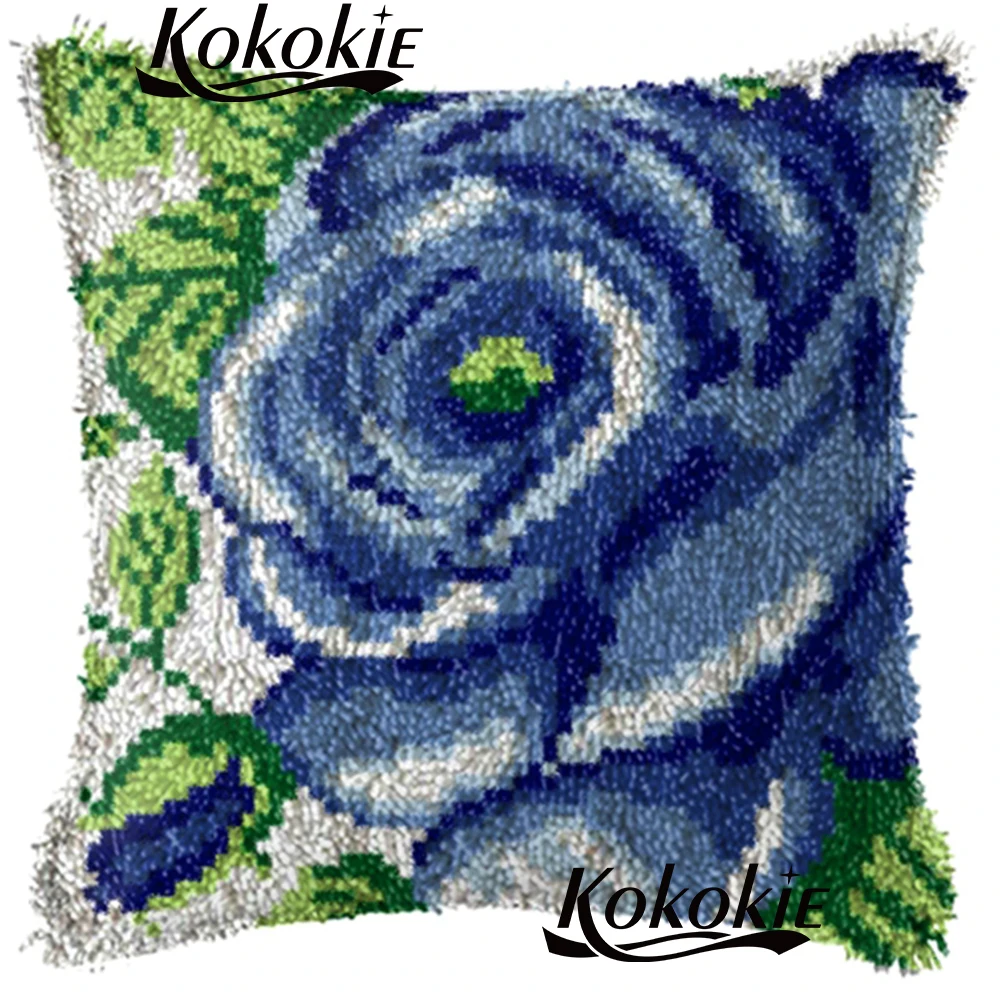 

3d Latch Hook flowers Cushion Kits diy carpet Needlework Crocheting Throw Pillow Unfinished Yarn Embroidery Pillowcase