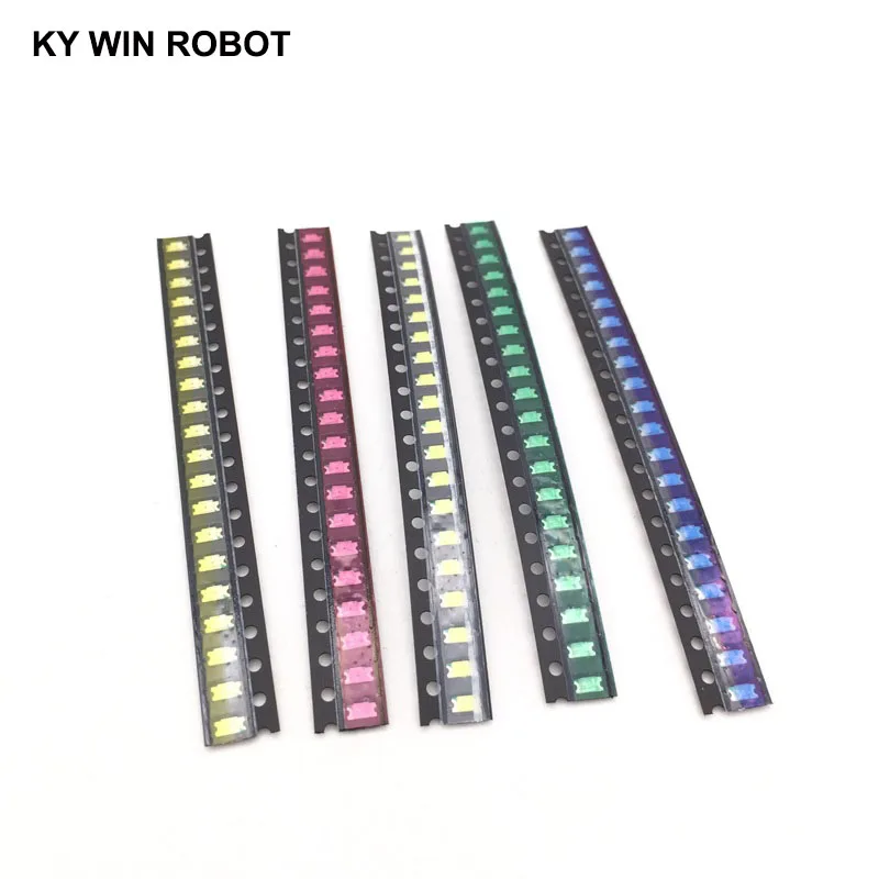 100 шт = 5 цветов x20шт 1206 SMD светодиодный светильник посылка красный белый зеленый синий желтый 1206 светодиодный комплект оранжевый теплый белый