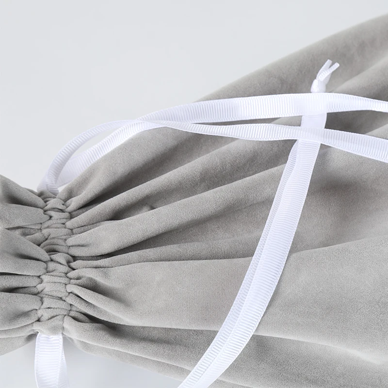Серый бархат мешок на заказ логотип печать мешок шнурок сумки для свадебной вечеринки Подарки Упаковка