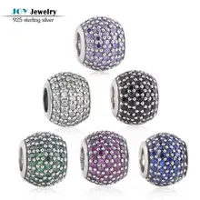6 colores 925 diamantes de imitación de plata micro pave bola charms adapta europea pulseras de marca cubic zircon charm lw170