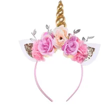 Единорог рог цветок повязка на голову женская головная повязка нарядное платье костюм Волшебные спортивные головные повязки для йоги женские аксессуары для волос