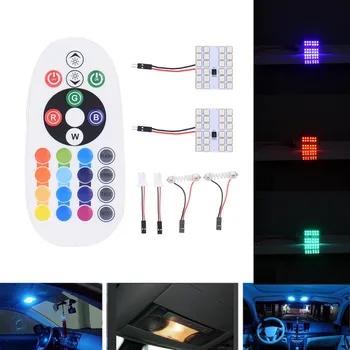 

5050 24SMD Car Colorful car lights remote control RGB car lights light board 16 multi color wireless retail packaging