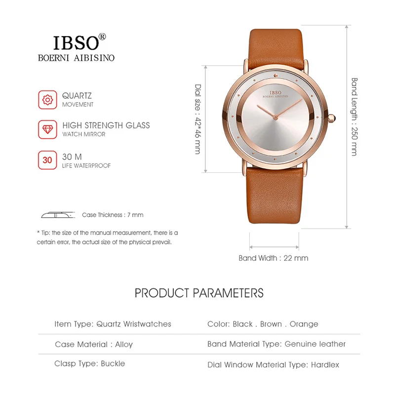 IBSO, черные мужские часы с кожаным ремешком, Топ бренд, Роскошные Кварцевые Мужские наручные часы, Relogio Masculino, подарок на день женщин#8269