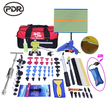 

PDR Tools Car Paintless Dent Removal Tool Kit Dent Repair Puller Slide Reverse Hammer Dent Reflector Glue Tabs For Hail Damage