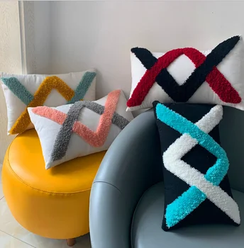 

rectangle Handmade Decorative Pillow Case Indian tufting Modern Simple Throw Cover Pillowcase Party Hotel Home Textile
