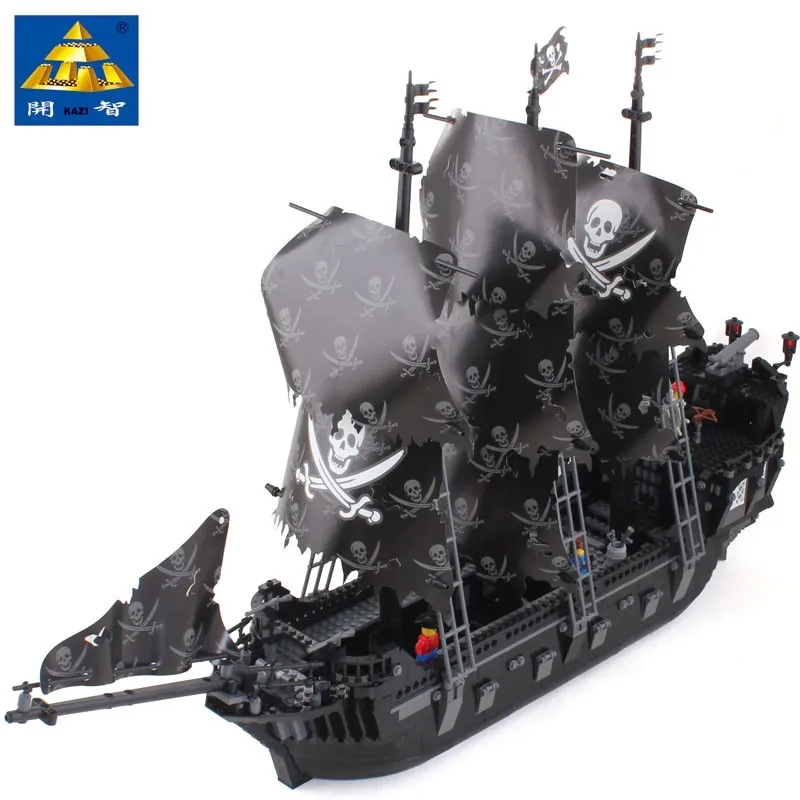 

KAZI 87010 1184 Pcs Pirates of the Caribbean Black Pearl Ship Large Model Christmas Gift Building Blocks Toys for Children Legoe