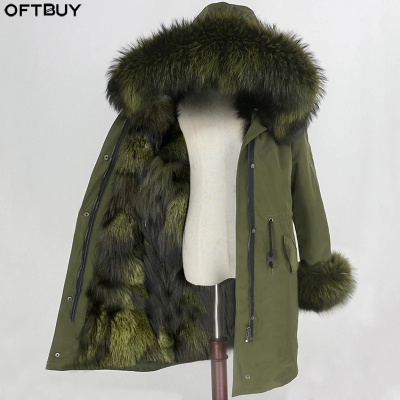 

OFTBUY Waterproof Parka Long Outerwear Real Fur Coat Winter Jacket Women Raccoon Fur Collar Hood Fox Fur Lining Warm Detachable