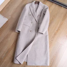 Шерстяное пальто женское зимнее длинное пальто Верхняя одежда Пальто Повседневное двубортное элегантный шерстяной Пальто серое черное пальто