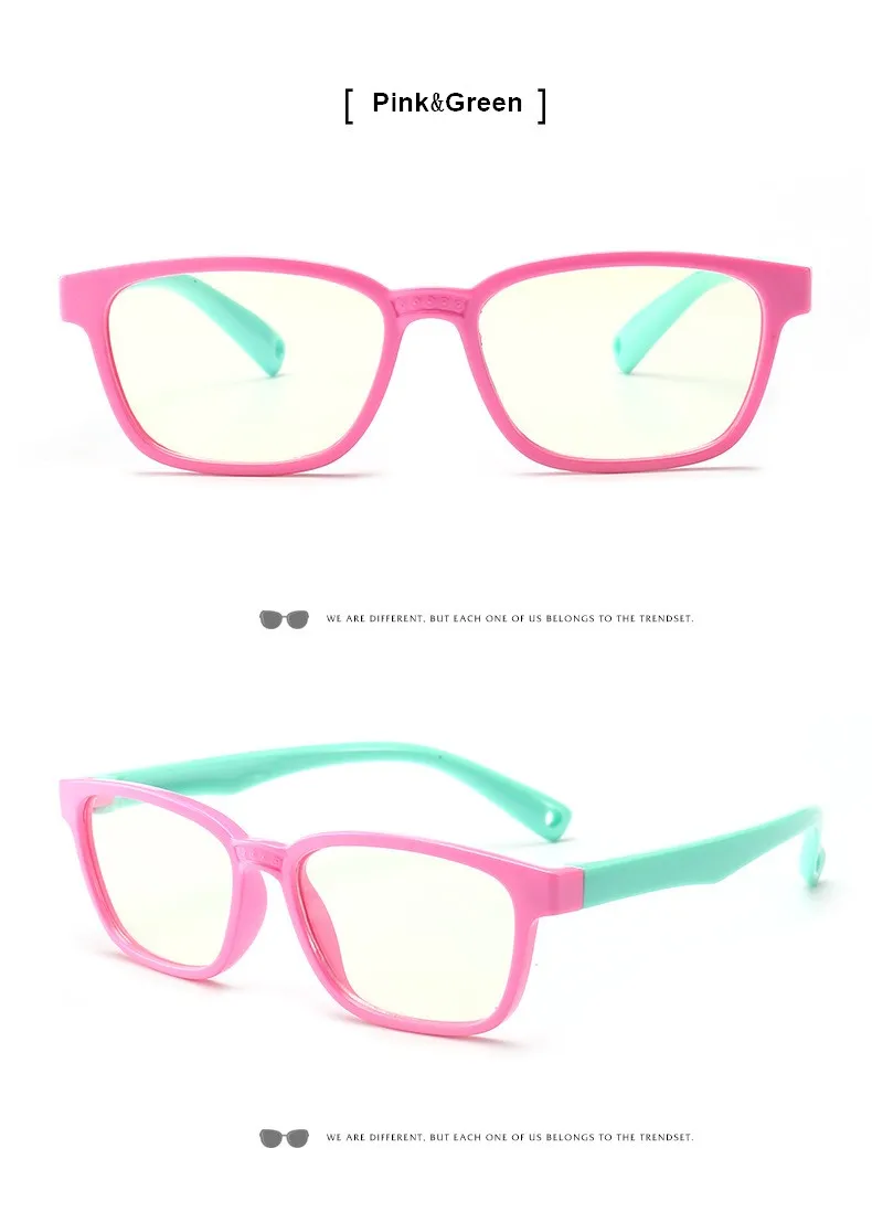 Йориа детский синий светильник очки унисекс мультфильм Мода Анти-синие очки Защита глаз мягкая силиконовая оправа - Цвет оправы: Pink