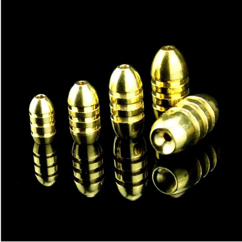 10 pieces/bag Screw thread copper bullet weights fishing sinkers 1.8g/3