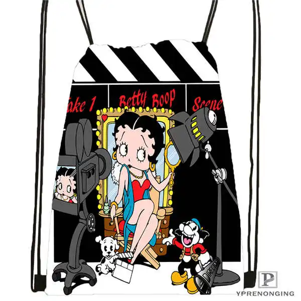 На заказ Betty Boop Drawstring рюкзак сумка милый рюкзак дети ранец(черная спинка) 31x40 см#180531-04-07 - Цвет: Drawstring Backpack