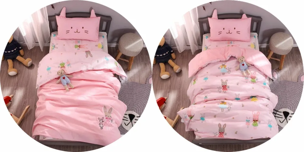 2pcs a set crib bedding set 120x150cm duvet cover 30x50cm pillowcase for baby bed children's bed 100%cotton cute princess style embroidery cartoon design (1)