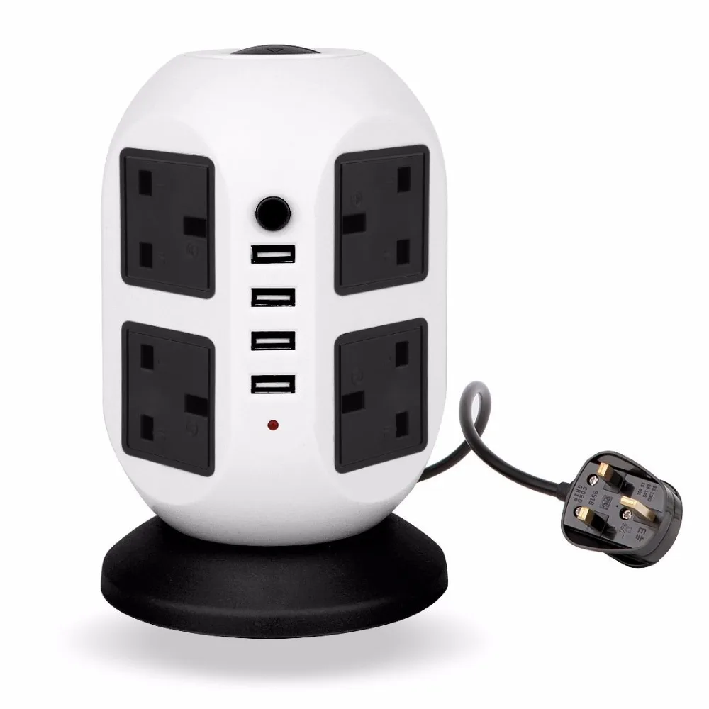 

UK 4 USB 2M extension cord desktop stand-up socket USB output 5V 2.1A