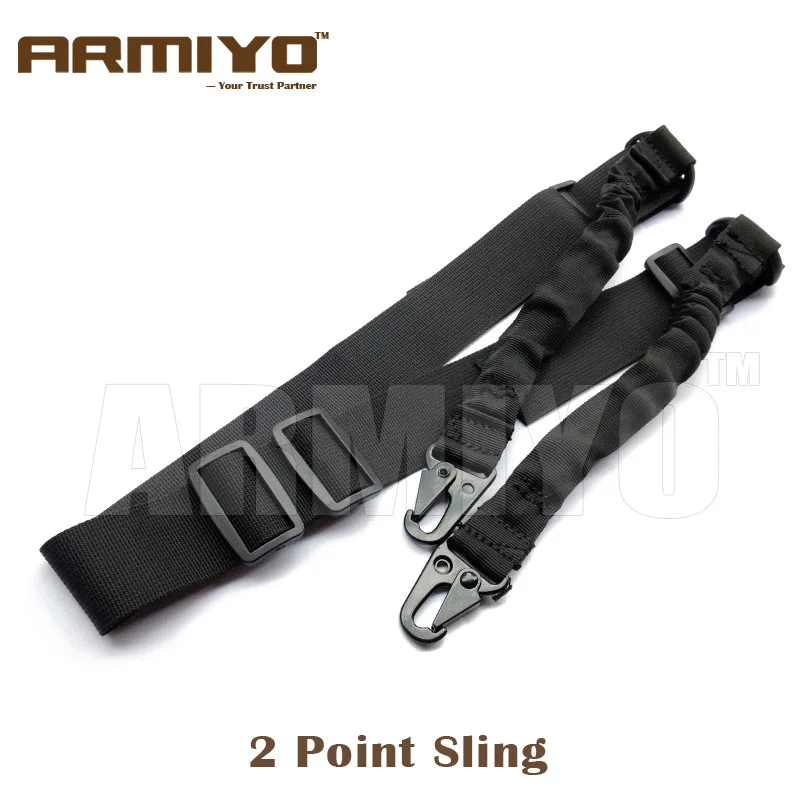 Тактический armiyo 2 точечный оружейный ремень банджи жгуты винтовка плечевой ремень Весенняя металлическая пряжка охотничьи сумки аксессуары - Цвет: Black