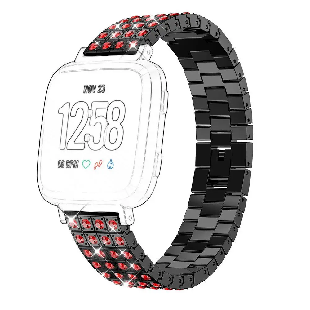 Rhinestone Aluminum Alloy Replacement Buckle Watch Band Wrist Strap Women for Fitbit Versa Smart Wearable Accessories | Электроника