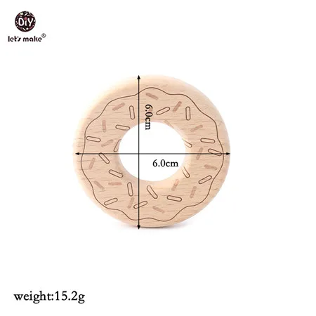 Let's Make 1PC Baby Teether Animal Wood Rings Elephant Camera Heart BPA Free Wooden Teether Nursing Accessorie Teething Toys donut