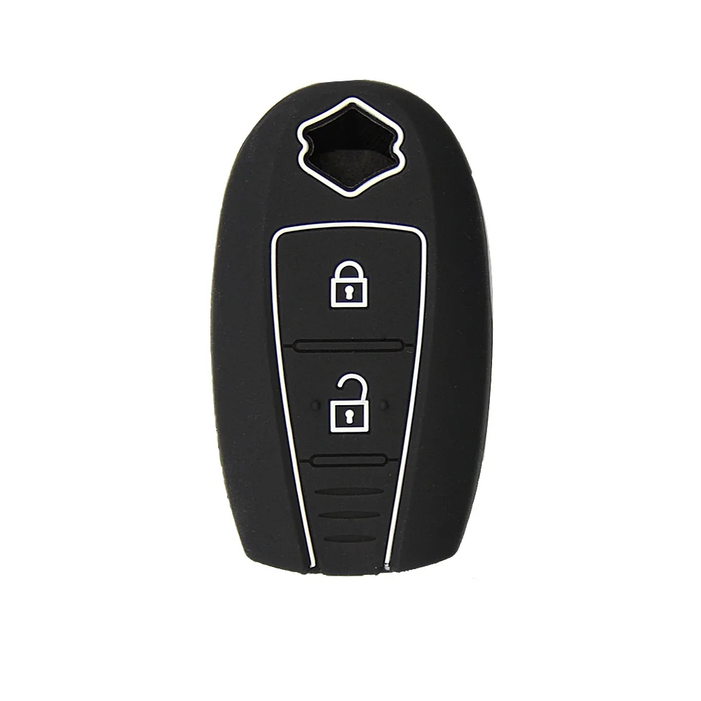 Красочные 2 кнопки силиконовой резины ключи крышка чехол для Suzuki Vitara Swift Kizashi SX4 Baleno Ertiga - Название цвета: Black White