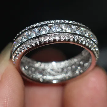 

Stunning Round cut ring White Gold Filled AAAAA Zircon cz Wedding Band Rings for women Men Statement Party Jewelry