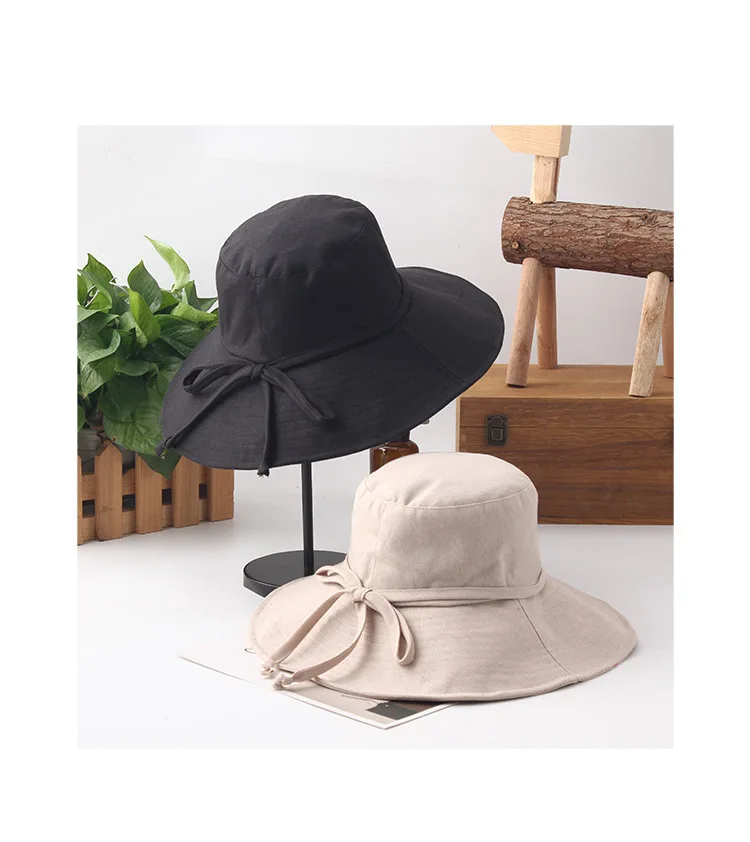 Для женщин Повседневная большой край однотонные ведро из ткани диких каникулы, отпуск Зонт Рыбацкая шляпа