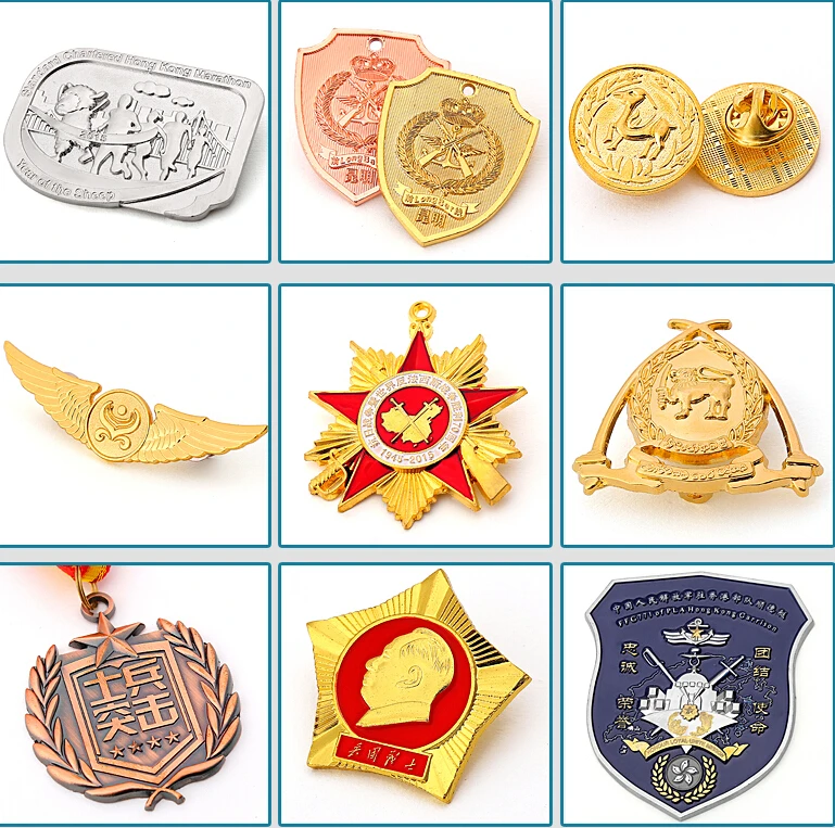

Free Shipping custom metal Badge pin Wholesale vintage brass metal uniform pin brooch BADGE top quality military badge