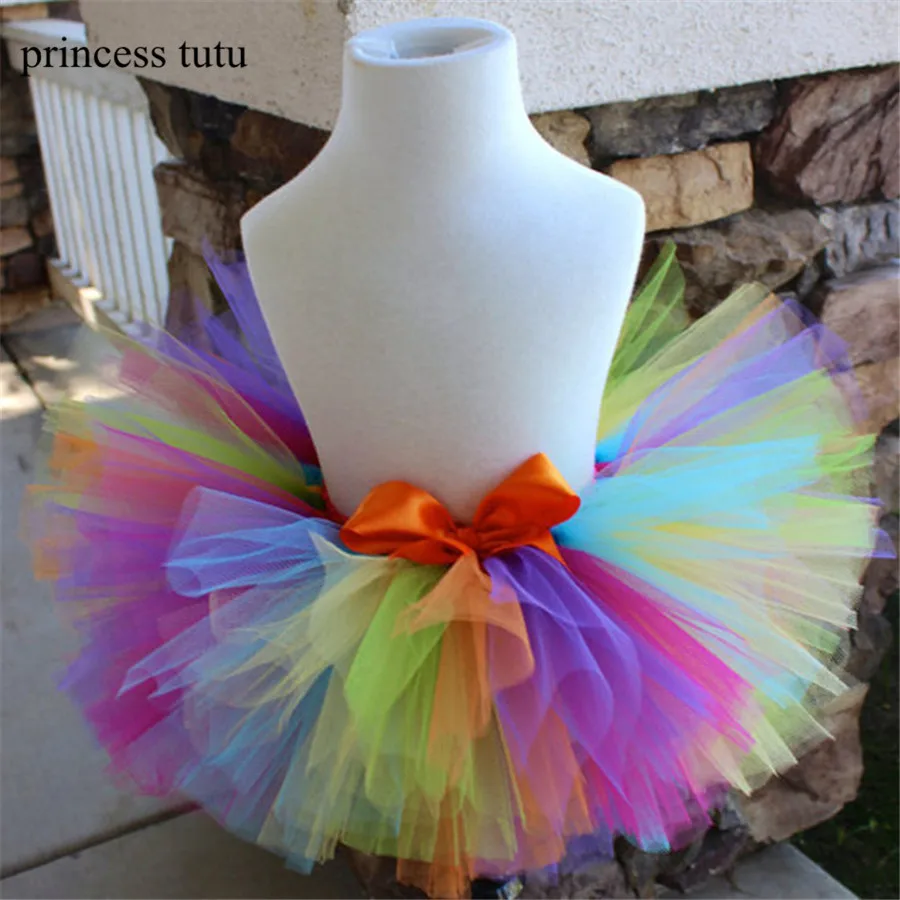 2017 Summer Kid Girls Skirts Princess Style Tutu Pettiskirt Rainbow Tutu Skirts Girl Dance Skirt Baby