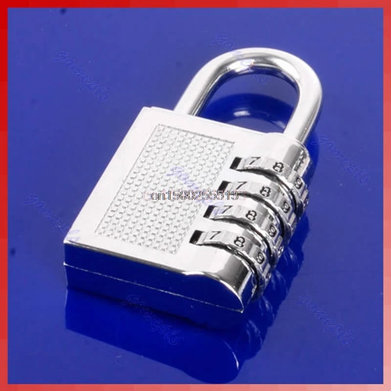 Solid 4 Digit Resettable Combination Lock Password Plus Padlock Silver