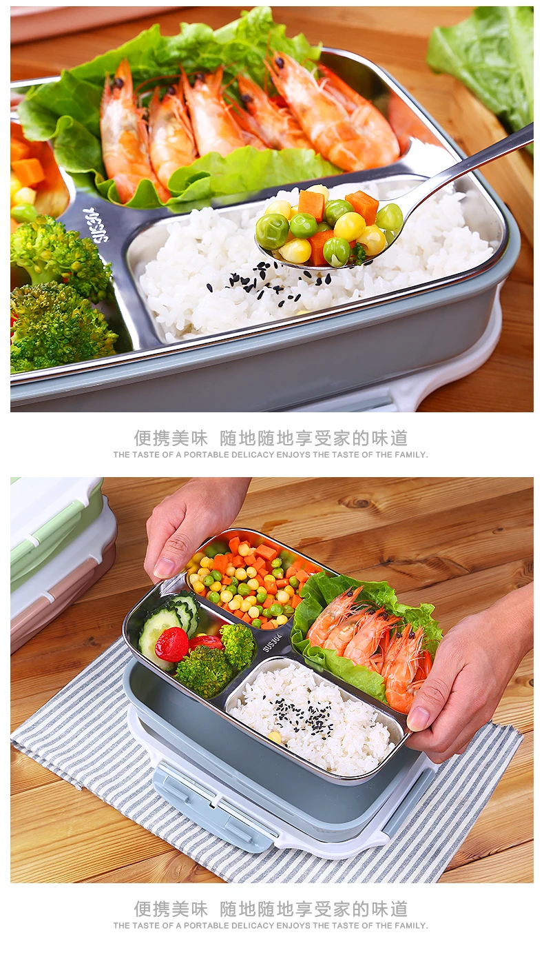 Stainless Steel Food Container Set 1000ml Lunch Box Bento Handbag Optional Leak Proof Lunch Box Inox With Chopsticks Spoon  (23)