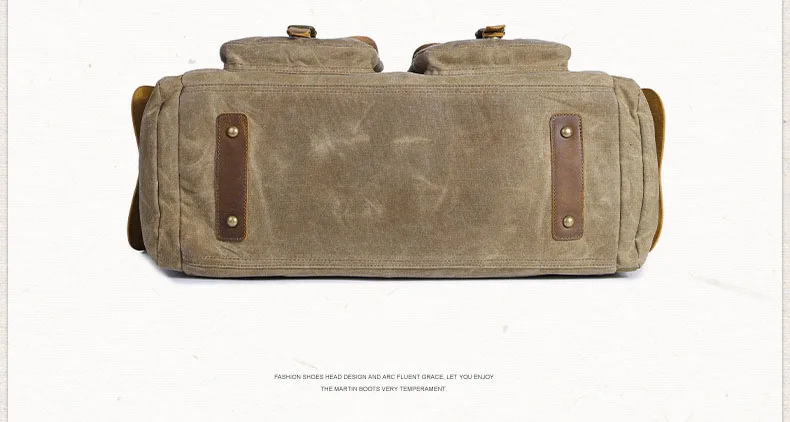 BOTTOM DISPLAY of Woosir Waterproof Waxed Canvas Travel Duffle Bag