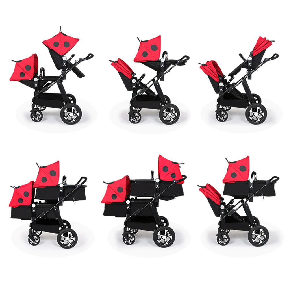 Murah Mewah Double Kembar Stroller untuk Bayi Baru Lahir Tinggi Pemandangan Kereta Bayi 2 In 1 Perjalanan Sistem Lipat Trolley Berjalan Kereta Bayi spesifikasi Mewah Double Kembar Stroller untuk Bayi Baru Lahir Tinggi Pemandangan Kereta Bayi 2 In 1 Perjalanan Sistem Lipat Trolley Berjalan Kereta Bayi