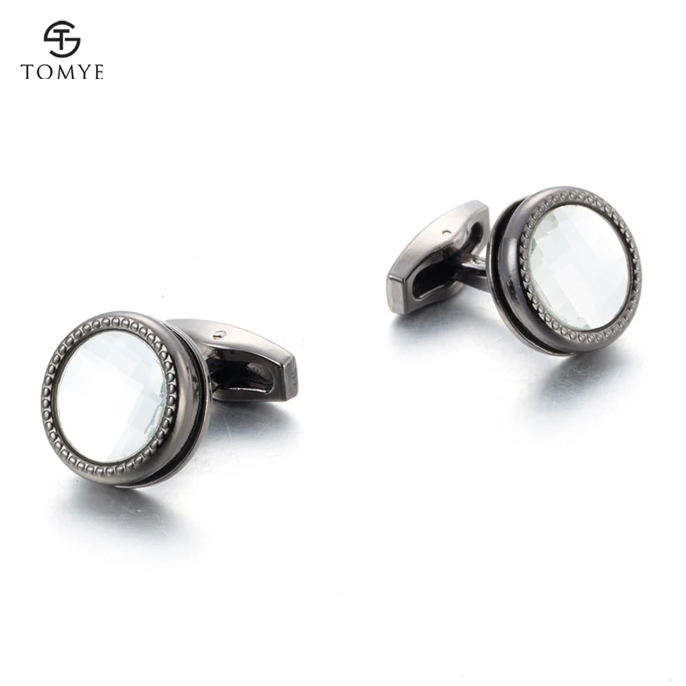 

TOMYE Wedding white crystal black copper cufflinks men luxury XK19S046