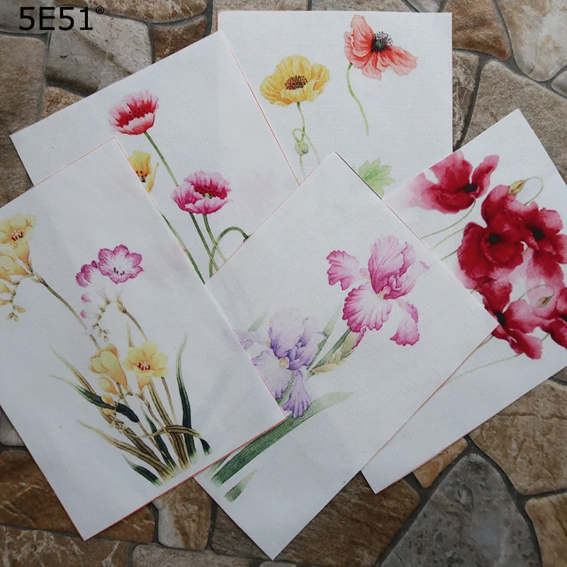 Ткань ручной работы DIY Хлопок Холст Ткань/позиционирование ткань ручная окрашенная Лоскутная Ткань цифровая печать акварель цветок 15*20 см