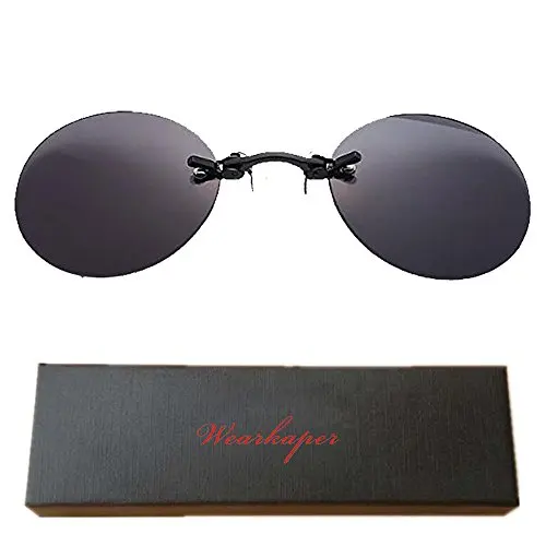 WEARKAPER Мини винтажные круглые мужские солнцезащитные очки с зажимом на носу, солнцезащитные очки Matrix Morpheus Movie - Цвет линз: Черный