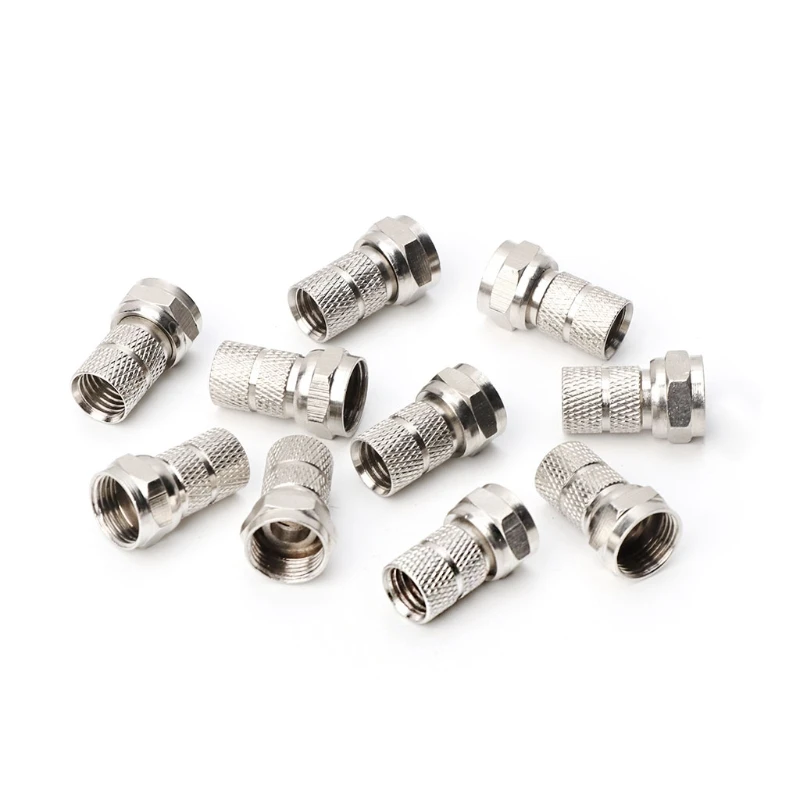 

10Pcs F type Satellite Plug for Coaxial Cable RG6 Satellite TV Antenna Connector