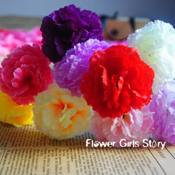 Hermosa del clavel flores con cabezas claveles artificiales en varios colores en Artificial y