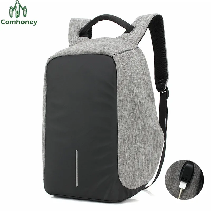 Functional Bags Anti theft Hidden Zipper Laptop Backpack USB Charging