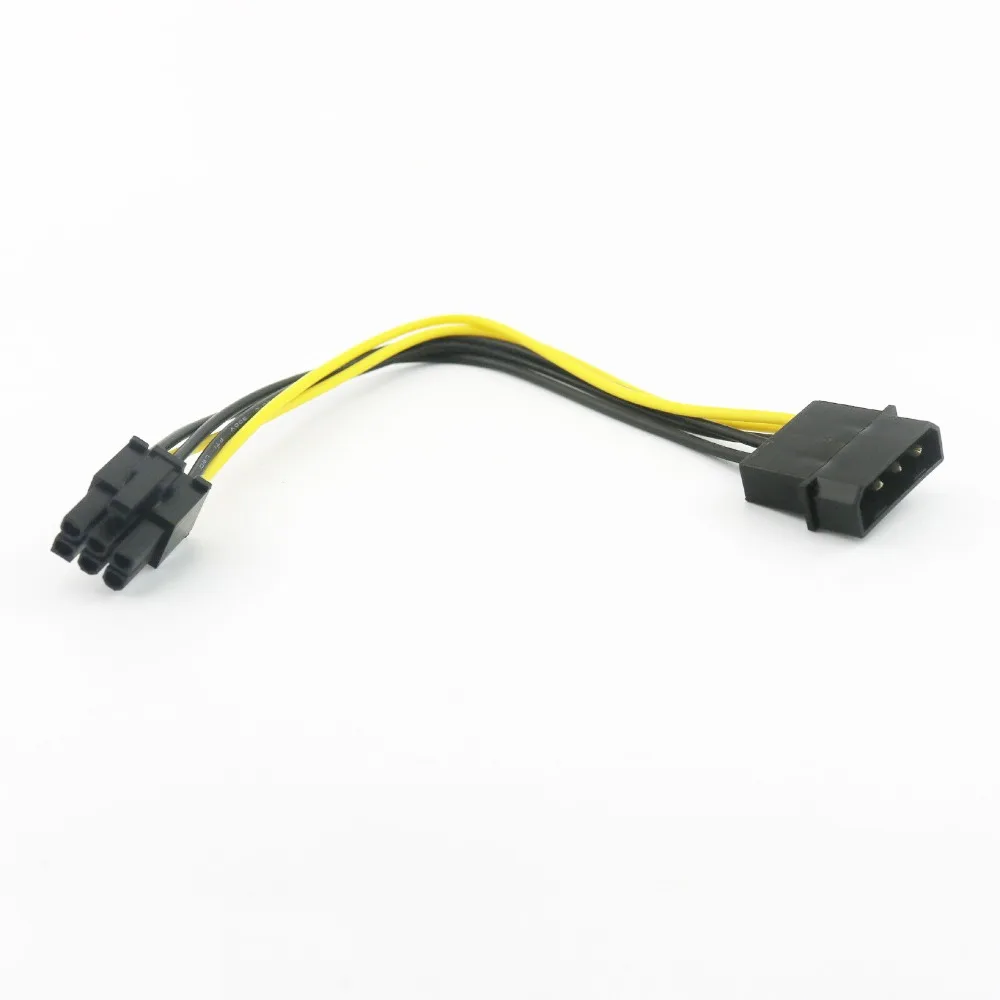 

1x 4 Pin Molex Male Plug to 6 Pin PCI-Express Female PCIE Video Power Adapter Connector Cable Cord Black 20cm