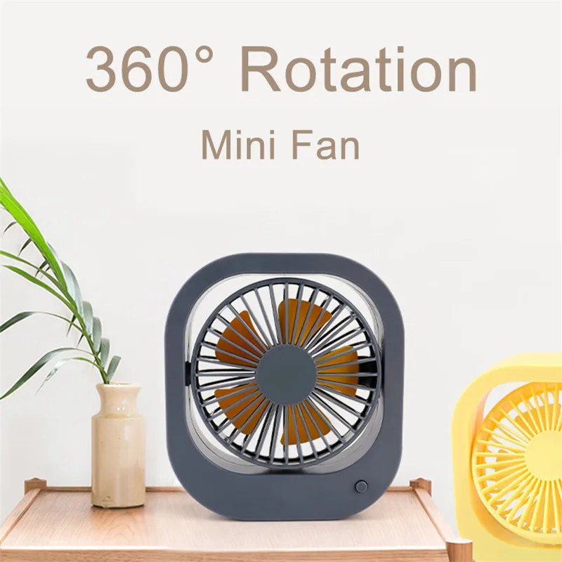 

Mini USB Charging Desktop Fan Portable 360 Degree Rotating Square Fan for Home Office