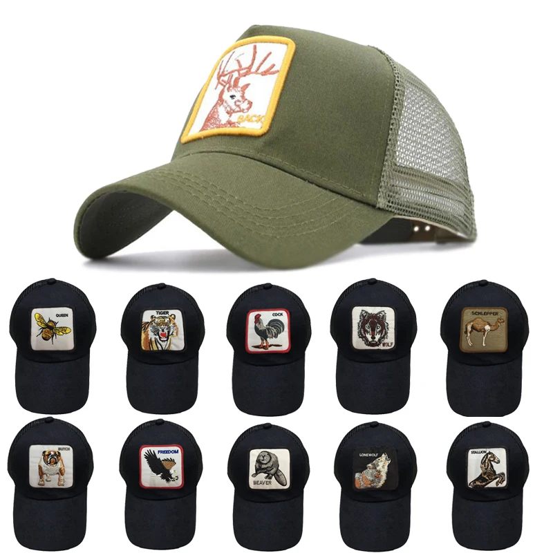 

Fashion Animals Embroidery Baseball Caps Men Women Snapback Hip Hop Hat Summer Breathable Mesh Sun Gorras Unisex