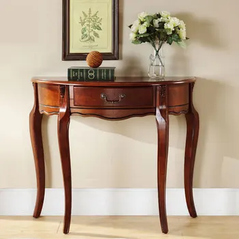 

Console Table Living Room Furniture Home Furniture solid wood side table porch table desk semi-circular American corridor table