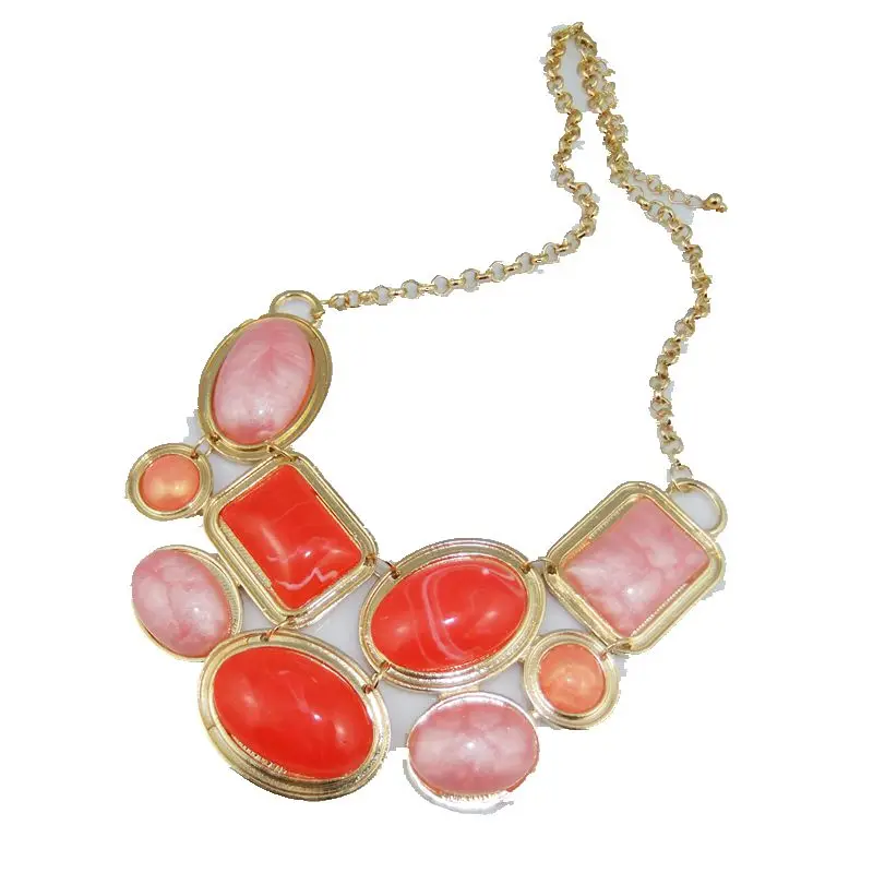 

CirGen,3 color Fashion Chains Bohemia Multi Color resin pendant Statement Collar Choker Necklace Women Jewelry Item,AF858